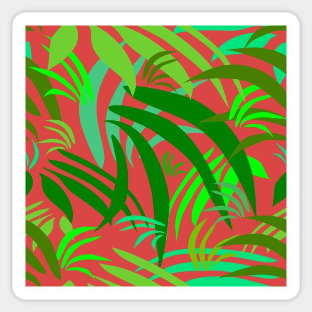 Fronds on Soft Red Repeat 5748 Sticker by ArtticArlo